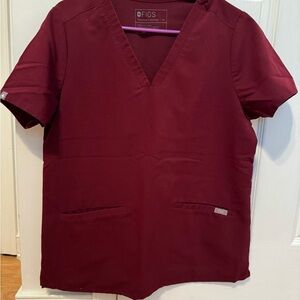 Figs Women's Maroon Scrub Top